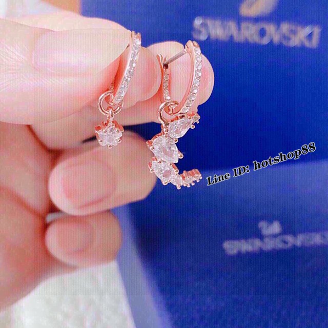 Swarovski施華洛世奇春夏星星月亮不對稱水晶耳環 zgb2866